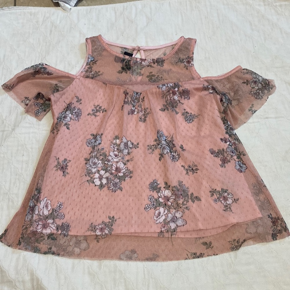 iZ BYER Pink Floral Off The Shoulder Blouse (Size XS)